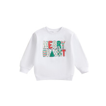 (4-5 Years, White) Weihnachtspullover für Mädchen und Baumaufdruck.