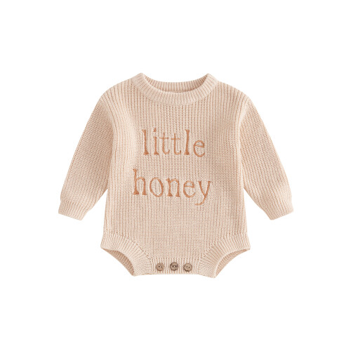 (3-6 Months, Beige) Βρεφικό Πουλόβερ Ολόσωμο Χειμερινό Ρούχο