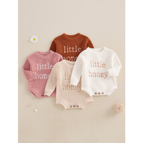 (3-6 Months, Beige) Βρεφικό Πουλόβερ Ολόσωμο Χειμερινό Ρούχο 2