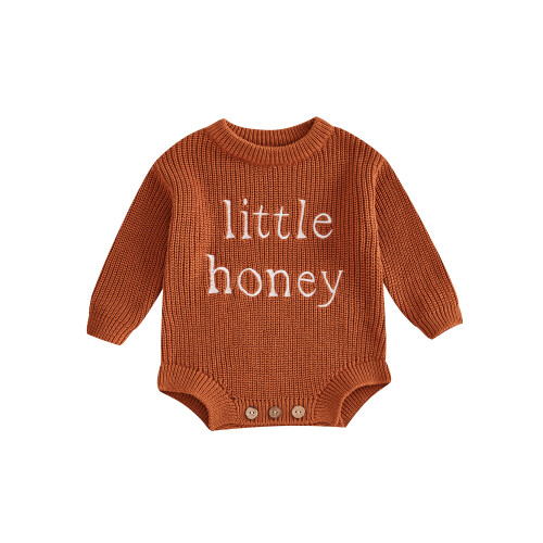 (3-6 Months, Brown) Βρεφικό Πουλόβερ Ολόσωμο Χειμερινό Ρούχο