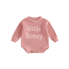 (3-6 Months, Pink) Vauvan neulepusero, pitkähihainen, pyöreä kaula-aukkoinen, kirjainkirjontainen neulottu body, vauvan talviasu