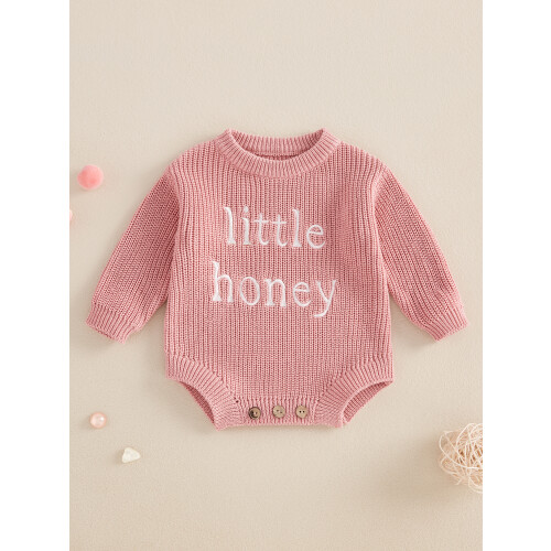 (3-6 Months, Pink) Βρεφικό Πουλόβερ Ολόσωμο Χειμερινό Ρούχο 2
