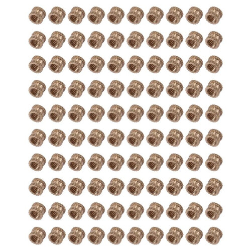 M3 x 3mm Female Thread Brass Knurled Threaded Insert Embedment Nuts 100PCS