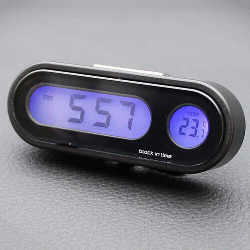 2in1 LED Car Digital Clock with Thermometer, Blue Night Vision, 12/24 Hour Dashboard Accessory 1