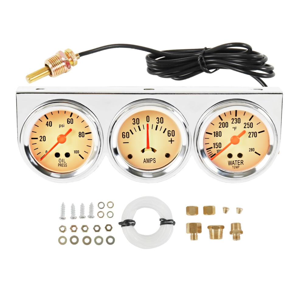 52Mm Triple Gauge Set Oil Pressure Water Temp Volt Meter Universal 12V Car Kit With Sensors 9169991201740