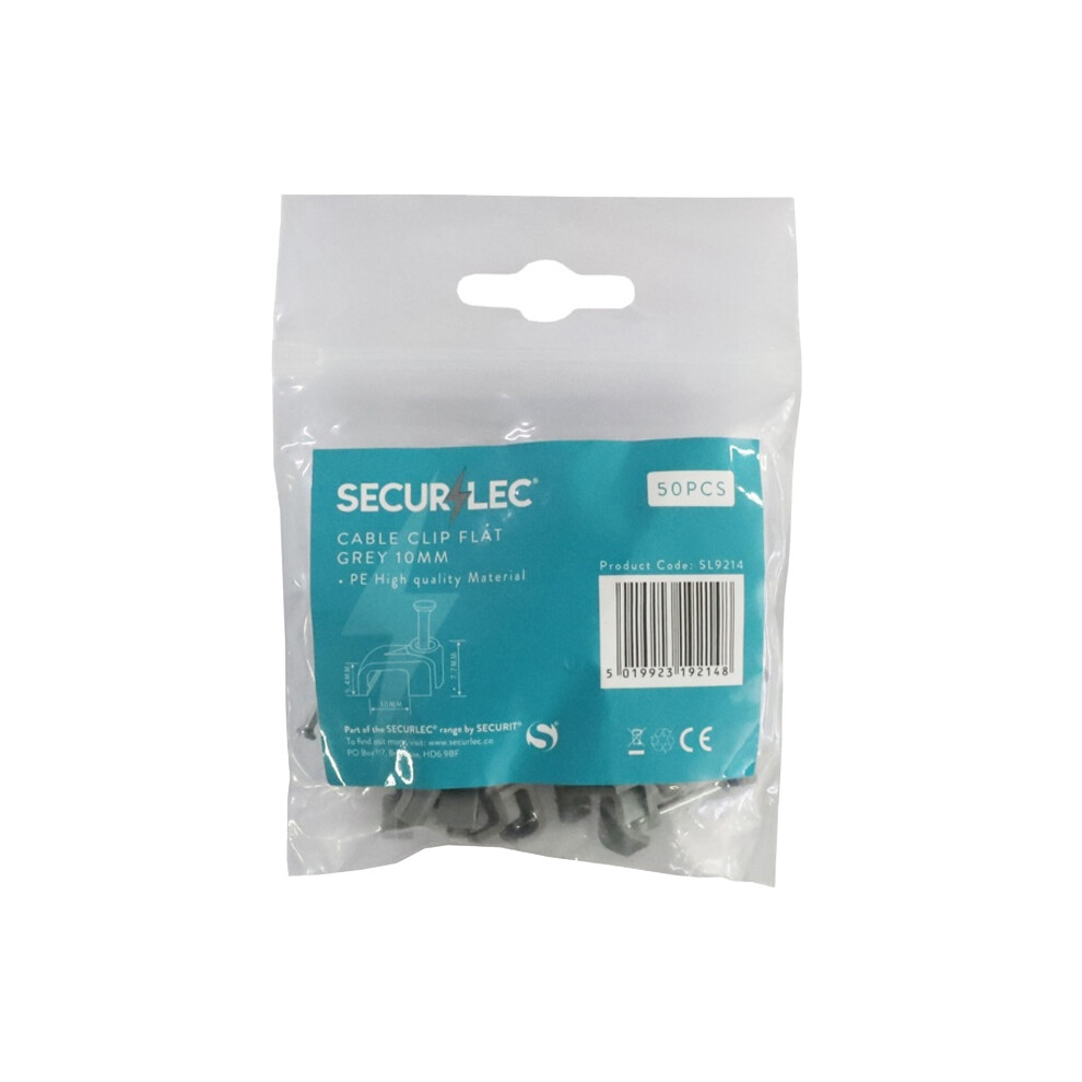 (9Mm, Grey) Securlec Cable Clips (Pack Of 50) 5063884363215