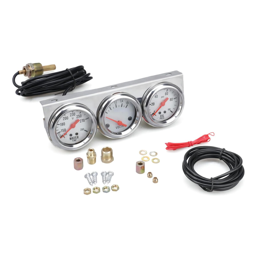 Triple Gauge Set 12V 52Mm Mechanical Voltmeter Water Temp Oil Pressure For Car Engine Monitoring 9169991202143