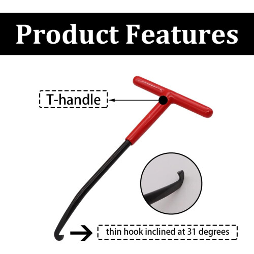 Exhaust Spring Puller THandle Tool with Rubber Grip, Angled Hook for Motorcycle Red and Black 1