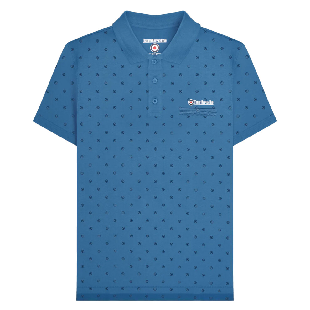 Lambretta (4Xl, Dark Blue/Navy) Mens Premium Target All-Over Print Big & Tall Polo Shirt