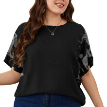 Hudvenlig, komfortabel, oversized t-shirt til kvinder, rund hals, korte ærmer, åndbar, let og afslappet stil, ensfarvet, trykt design, nem at elske