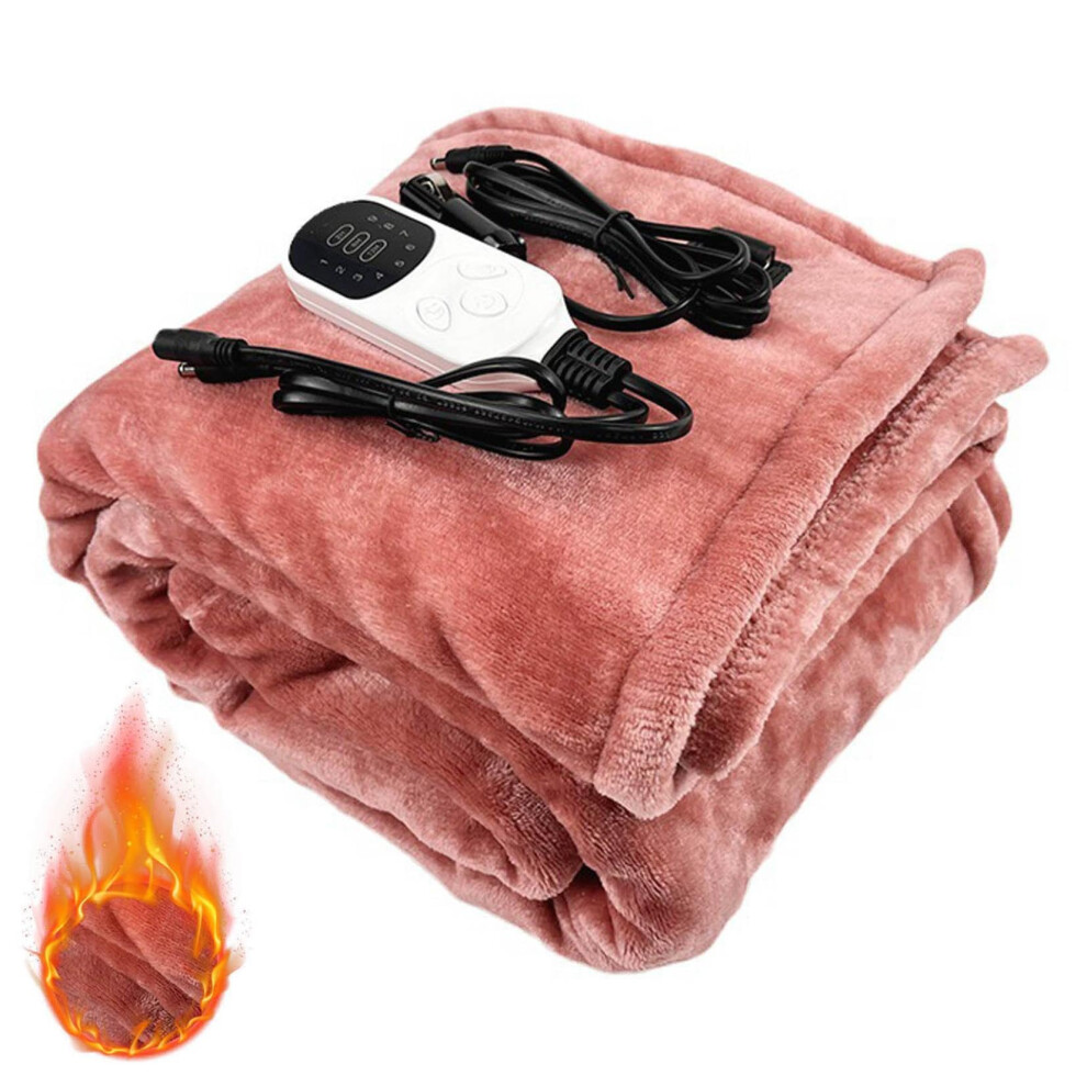 12V Electric Car Blanket With 9 Heat Settings, Flannel Heated Travel Throw With Timer For Car Truck Suv Pink 9771547181583