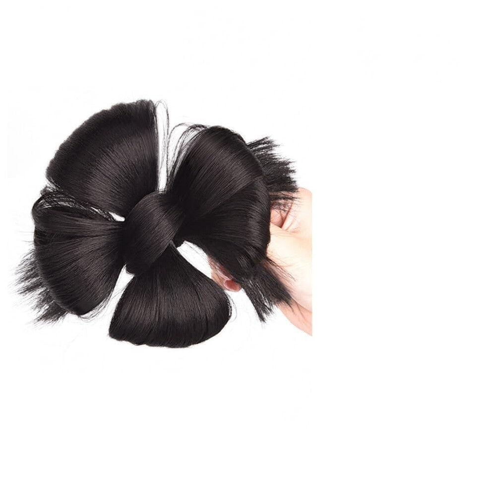 Hair Bun Hairpiece Synthetic Chinese Style Hanfu Hair Extensions with Secure Duckbill Clip Brown Black