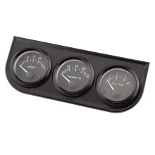 52mm Triple Gauge Set 3 in 1 Voltmeter Water Temp Oil Pressure, Universal Racing Car Dashboard Kit
