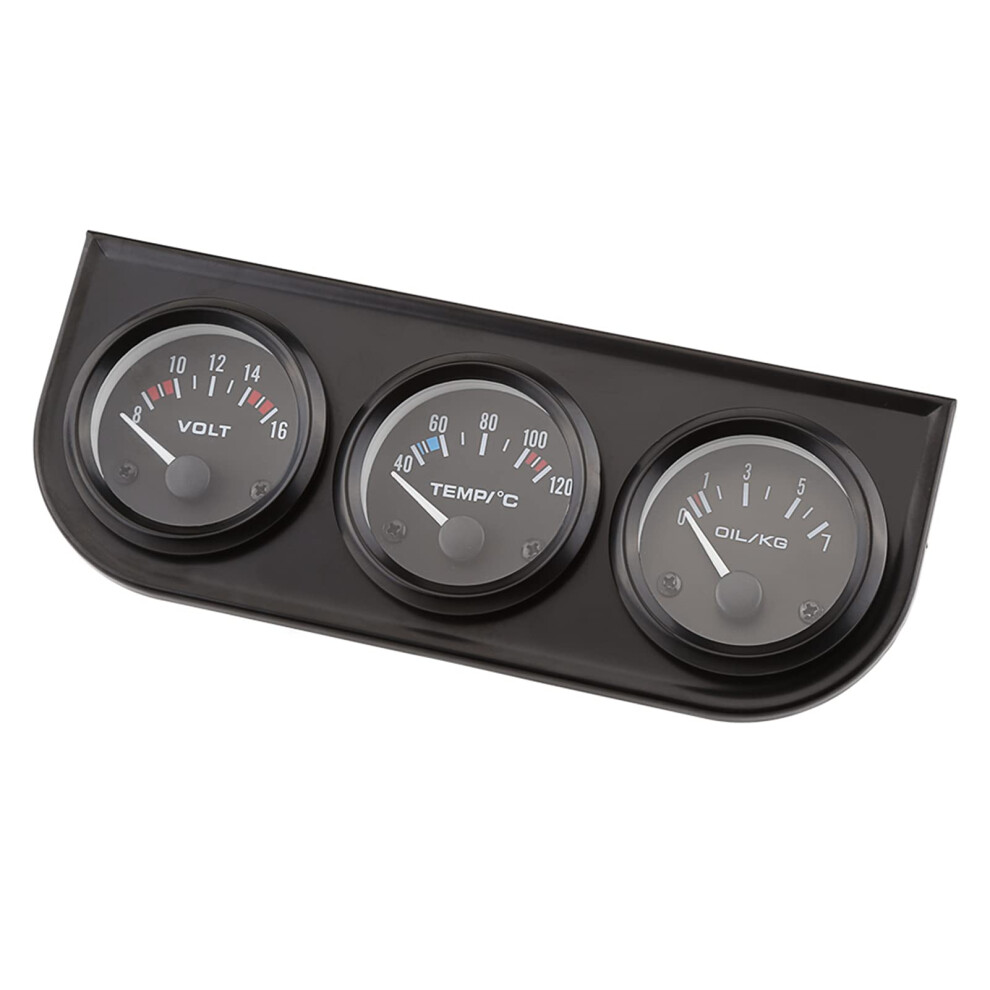 52Mm Triple Gauge Set 3 In 1 Voltmeter Water Temp Oil Pressure, Universal Racing Car Dashboard Kit 9169991202457