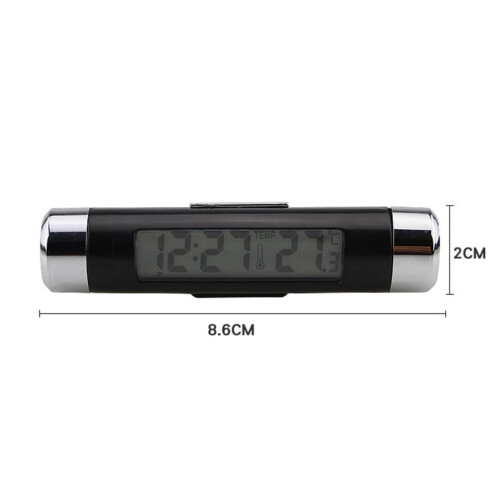 Digital Car Clock with Thermometer, 2 in 1 Display, Blue LED Backlight, RealTime Temperature 2