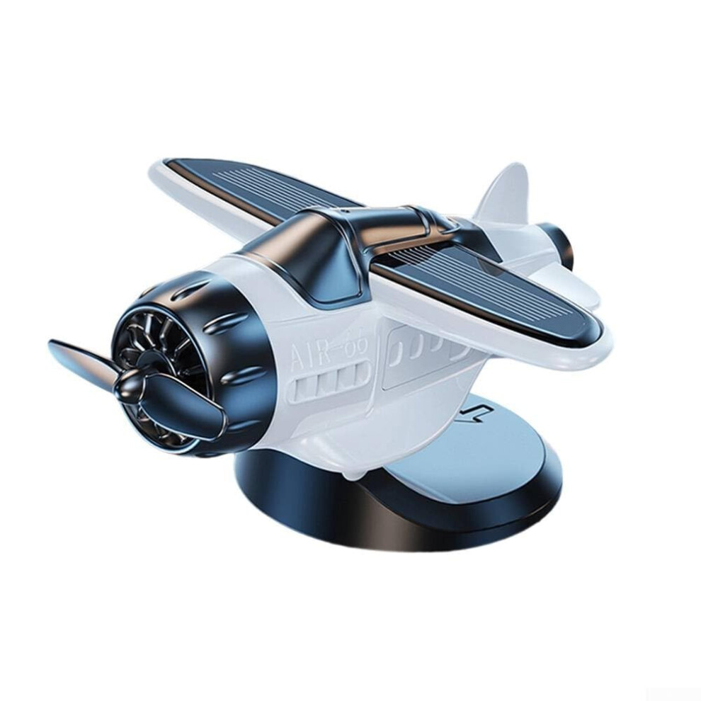 Solar Powered Car Ornament With Rotating Propeller For Dashboard Decoration Aircraft Design White 9169991202808
