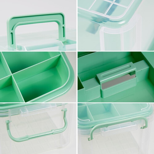 Large Clear First Aid Storage Box with Handle, TwoLayer Medicine Organizer with Divider Tray 2
