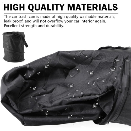 Waterproof Hanging Car Trash Can with Leak Protection, Foldable SpaceSaving Garbage Bag Black 2