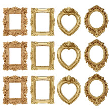 (12pcs, Yellow) 12pcs Mini Picture Frames Wall Picture Frame Baroque Vintage Hanging Photo Frame Home Decor