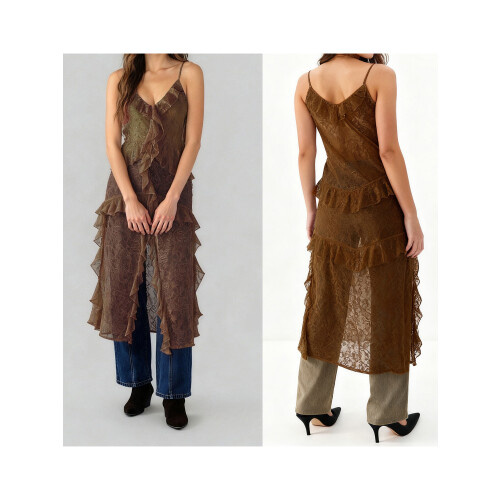 (M, Chocolate) Γυναικεία μπλούζα αμάνικη διαφανής, Clubwear 1
