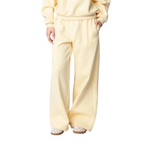 (L, Light Yellow) Damen-Jogginghose mit elastischem Bund, einfarbig, lässige Loungehose mit weitem Bein und Taschen