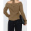 (XL, Brown) Γυναικείο Πλεκτό Πουλόβερ Κρύοι Ώμοι 6