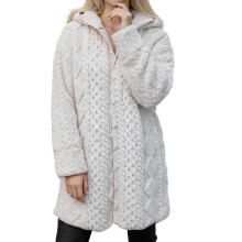 (XL, Ivory) Veste d'hiver femme, sweatshirt à capuche chaud, vestes décontractées unies pour l'extérieur