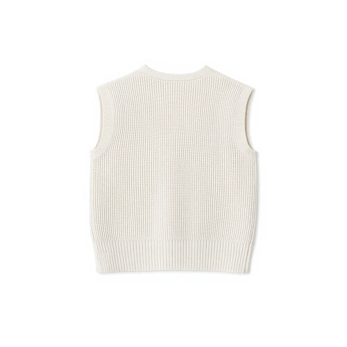 (XL, Milky White) Γυναικείο πλεκτό γιλέκο V λαιμόκοψη 1