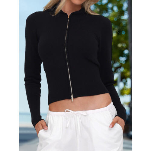(S, Black) Γυναικεία ζακέτα φθινοπωρινή μακριά μανίκια 2