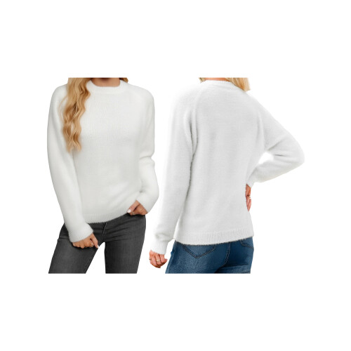 (L, White) Γυναικείο εφαρμοστό πουλόβερ και Μακρυμάνικο 1