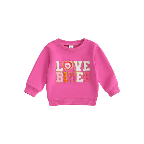 (3-4 Years, Pink) Mädchen-Sweatshirt, langärmelig, Rundhalsausschnitt, bestickter Pullover
