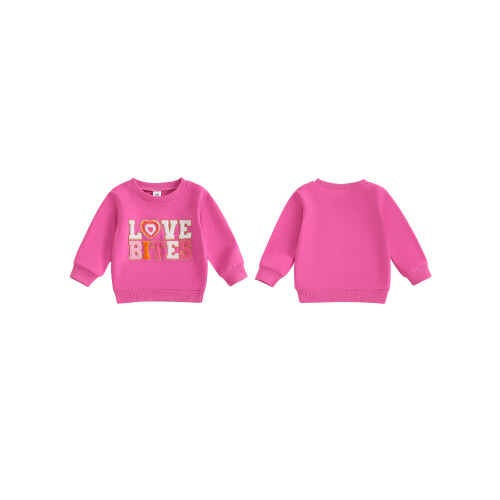(6-12 Months, Pink) Mädchen-Sweatshirt, langärmelig, Rundhalsausschnitt, bestickter Pullover 1