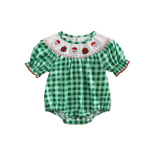 (18-24 Months, Green A) Tyttövauvojen jouluasu, lyhythihainen pyöreä kaula-aukkoinen kirjontaruudullinen vauvan body kesävaatteille