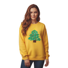 (L, Yellow) Christmas Sweatshirt for Women Long Sleeve Crew Neck Christmas Tree Print Casual Loose Pullover Fall Tops