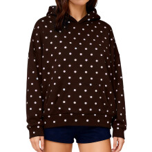 (M, Coffee) Sweat à capuche femme, poche avant, imprimé à pois, manches longues, parfait pour automne/hiver.