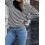 (L, Black) Women's Fall Loose Pullover Stripe Button Decor Long Sleeve Crew Neck Sweatshirt Casual Tops 5