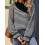 (L, Black) Women's Fall Loose Pullover Stripe Button Decor Long Sleeve Crew Neck Sweatshirt Casual Tops 3