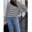 (L, Black) Women's Fall Loose Pullover Stripe Button Decor Long Sleeve Crew Neck Sweatshirt Casual Tops 4