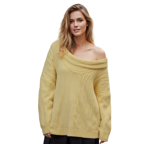 (L, Yellow) Γυναικεία πουλόβερ με το φθινόπωρο