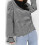 (L, Black) Women's Fall Loose Pullover Stripe Button Decor Long Sleeve Crew Neck Sweatshirt Casual Tops 6