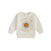 (12-18 Months, Beige) Baby-Herbst-Sweatshirts mit süßem Buchstaben-Sonnen-Muster, langen Ärmeln und Rundhalsausschnitt – Baby-Tops.