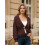 (L, Dark Brown) Γυναικείο Φθινοπωρινό Πουλόβερ Μονόχρωμο Πλεκτό 5