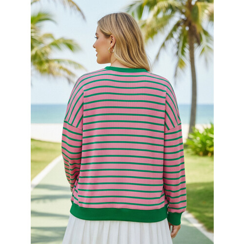 (XL, Pink) Γυναικείο ανοιξιάτικο φούτερ στρογγυλή λαιμόκοψη. 1