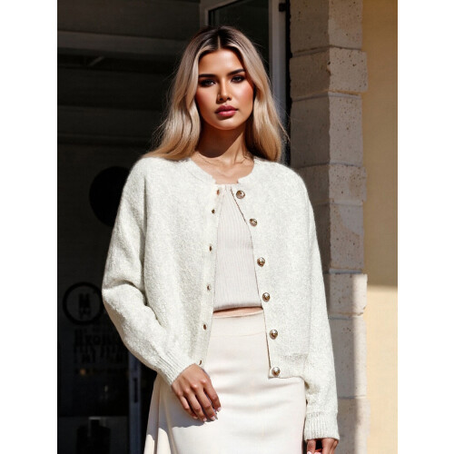 (L, White) Γυναικεία πλεκτή ζακέτα για χειμώνα. 2