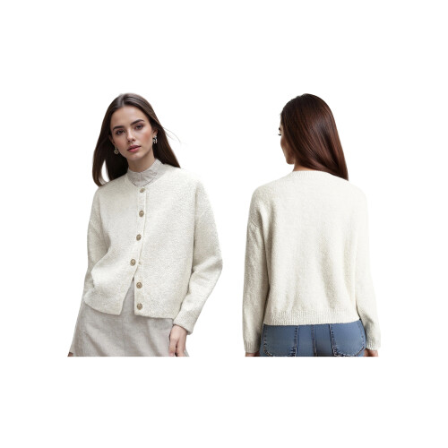 (XL, White) Γυναικεία πλεκτή ζακέτα για χειμώνα. 1