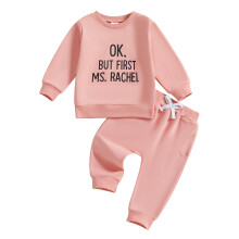 (18-24 Months, Pink) Éadaí Fómhair do Chailíní Óga, Geansaí Fada agus Bríste Leaisteacha, Tacar 2 phíosa Gleoite do Leanaí
