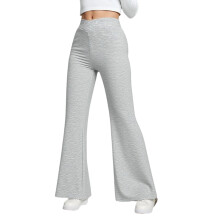 (XL, Light Gray) Schmal geschnittene, ausgestellte Damenhose, leichte, einfarbige Hose mit mittelhohem Bund für lässige Bürokleidung