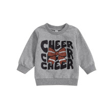 (2-3 Years, Gray) Moletom infantil unissex com estampa de letras e laço, gola redonda e manga comprida. Ideal para o outono.