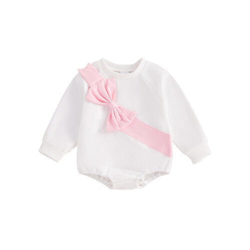 (6-12 Months, White) Φούτερ με κουκούλα και τρισδιάστατο φιόγκο για μωρά κορίτσια