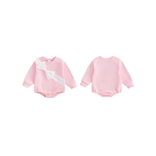 (6-12 Months, Pink) Φούτερ με κουκούλα και τρισδιάστατο φιόγκο για μωρά κορίτσια 1